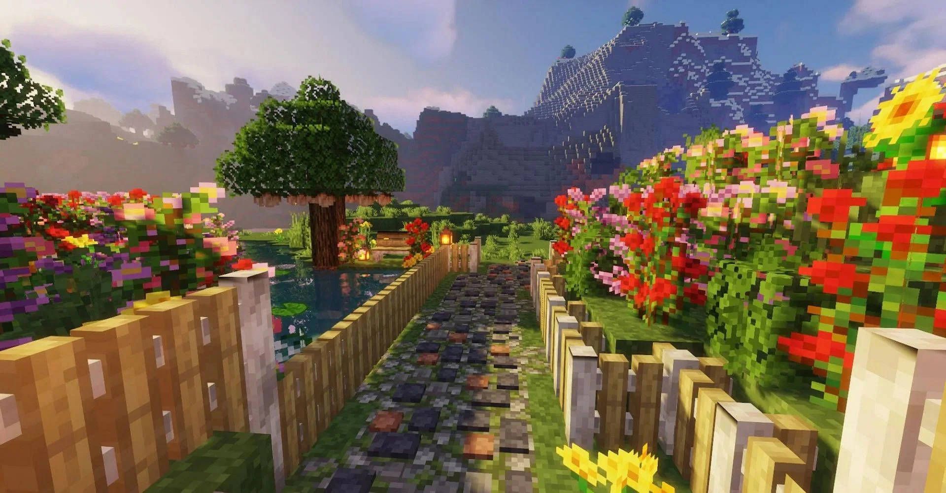 1920x1001 Download Beautiful Minecraft Flower Garden Wallpaper