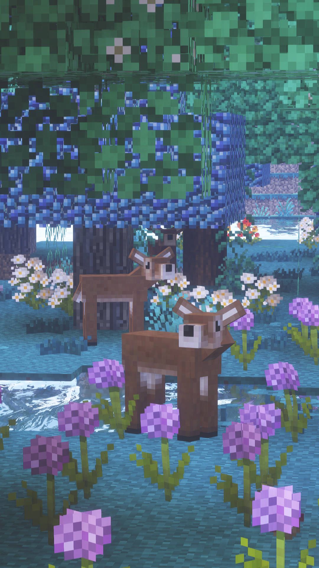 1080x1920 Download Minecraft Aesthetic Flowers And Trees Wallpaper