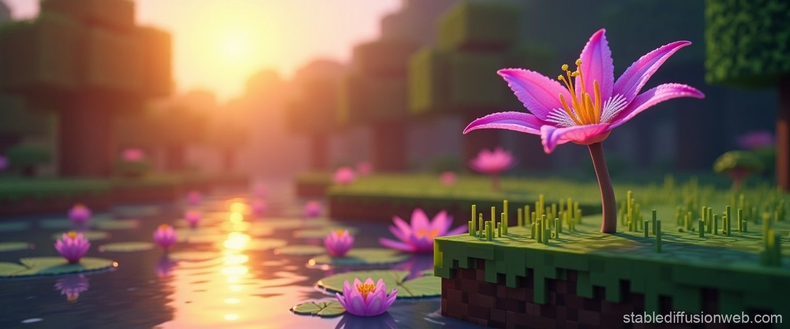 1536x640 Minecraft Cosmic Bloom Wallpaper. Stable Diffusion Online