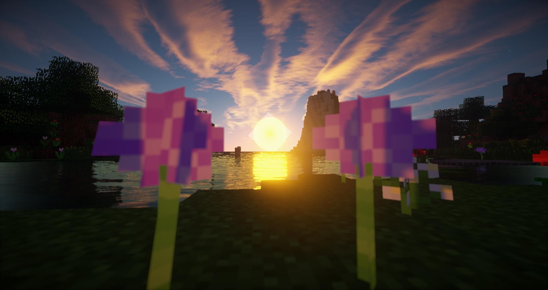 1920x1016 Phone wallpaper: Video Game, Minecraft, Flower, Sun, Sunset 817398
