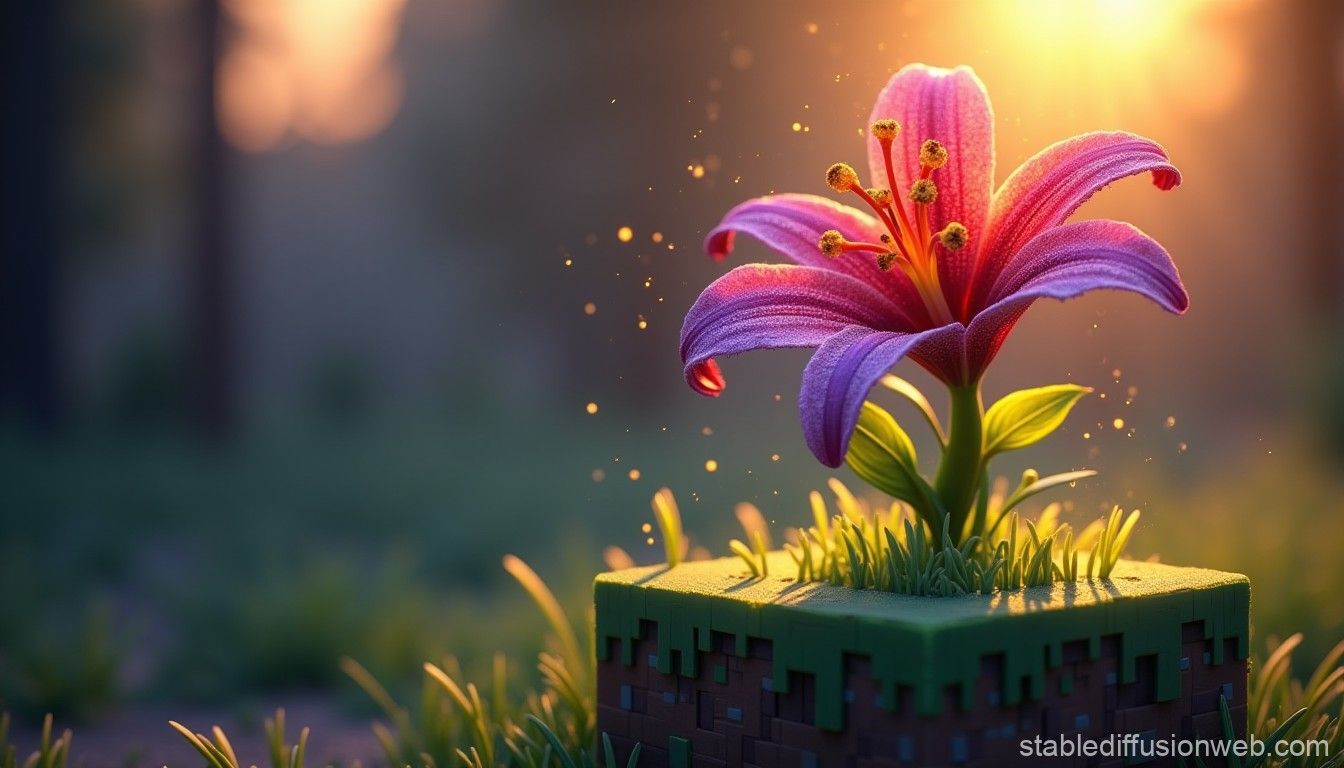 1344x768 Lily Flower Plant Minecraft Desktop Wallpaper. Stable Diffusion Online