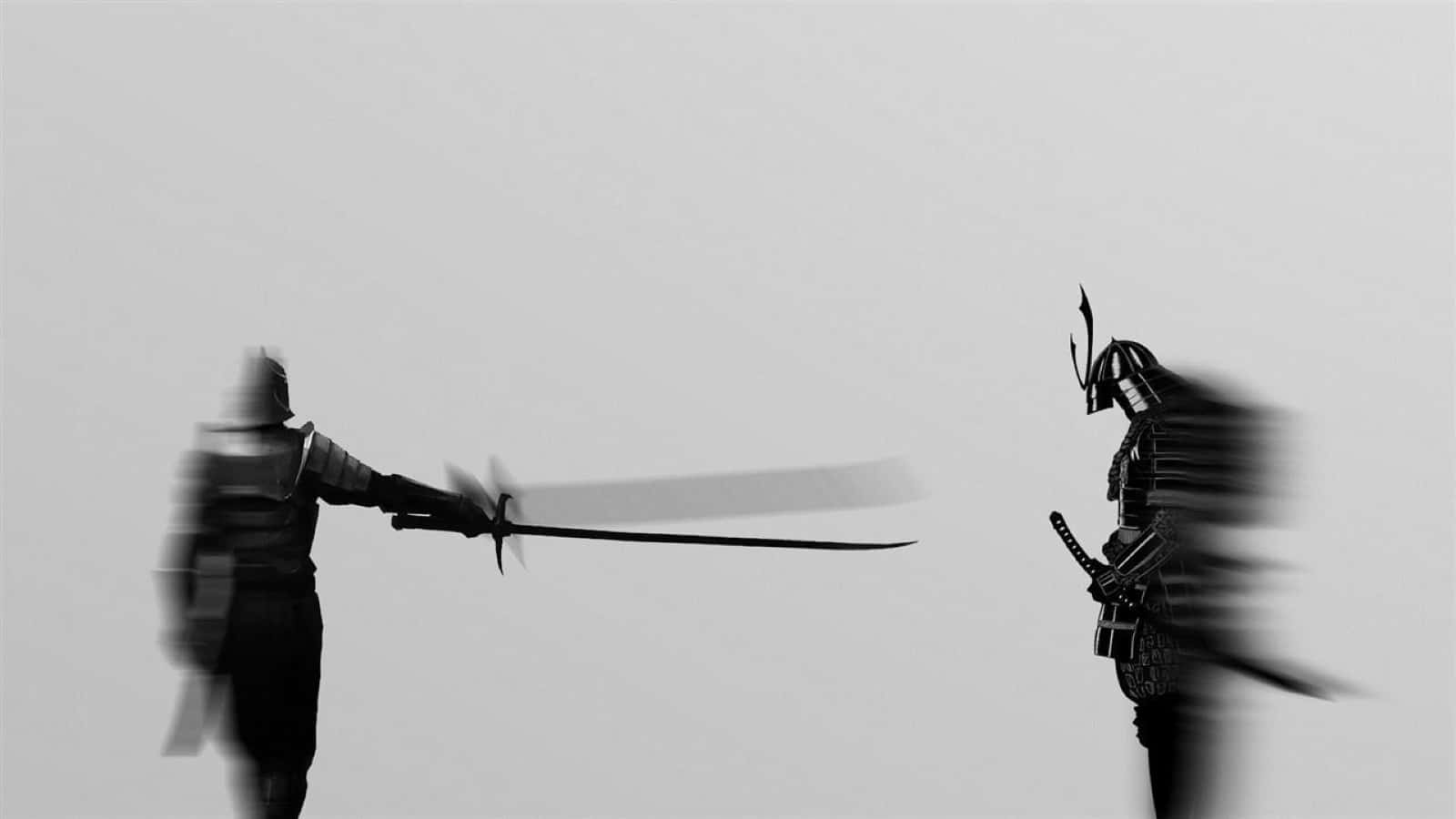 1600x900 Download Majestic Black and White Samurai with Sword Wallpaper