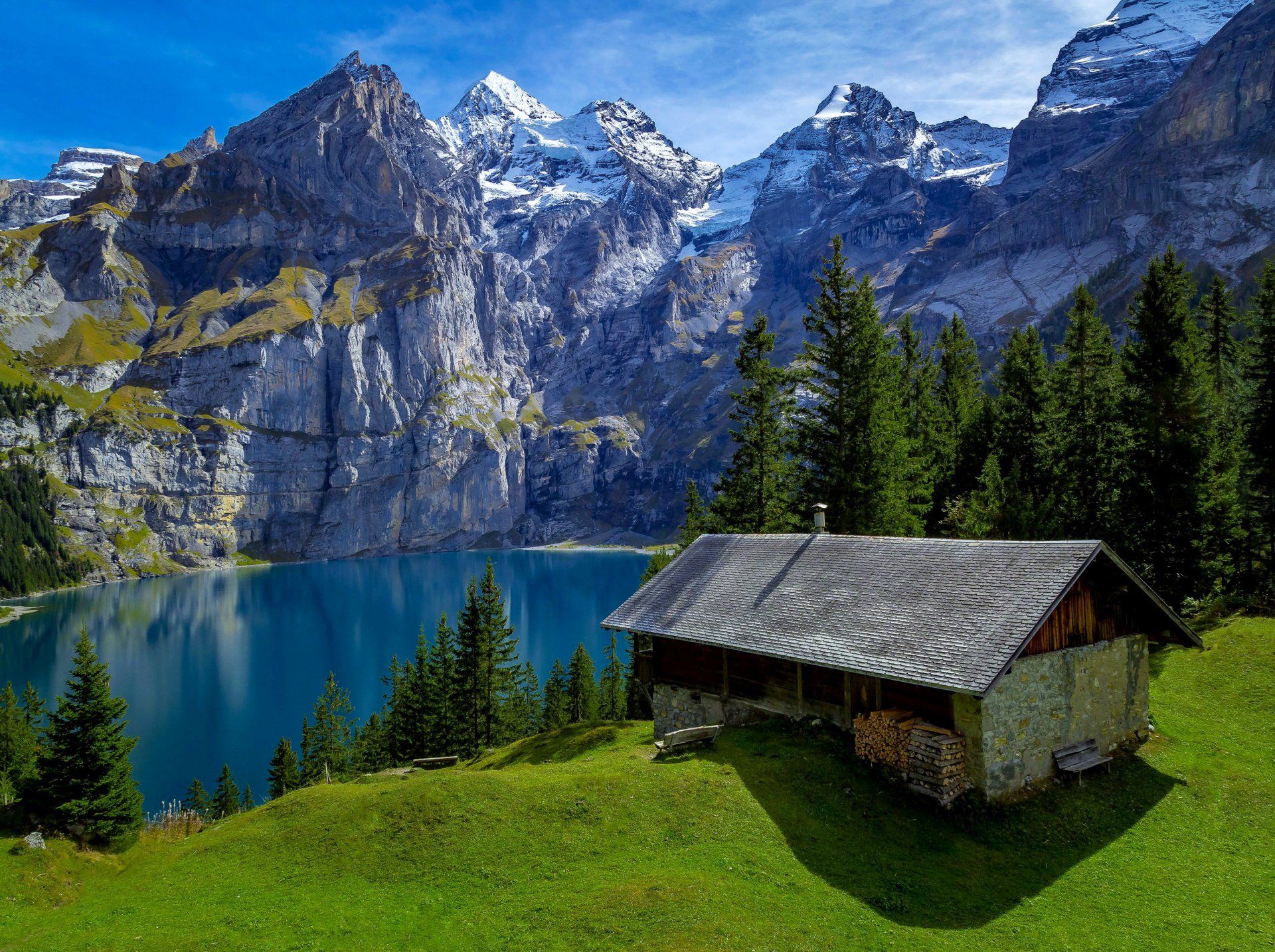 1920x1434 Serene Swiss Mountain Retreat by the Crystal Lake Wallpaperx2240