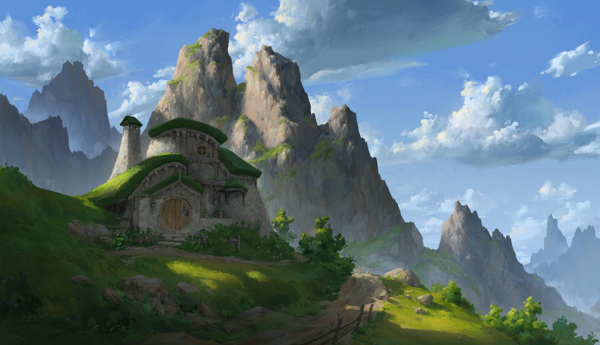 1920x1106 Enchanted Mountain Retreat House HD Wallpaper