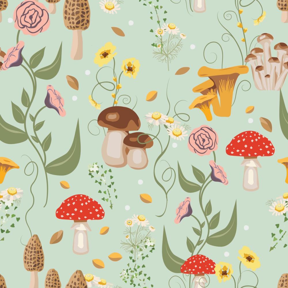 1000x1000 Mushroom Magic, Sky Wallpaper ➡ 100% PVC Free And Non Toxic