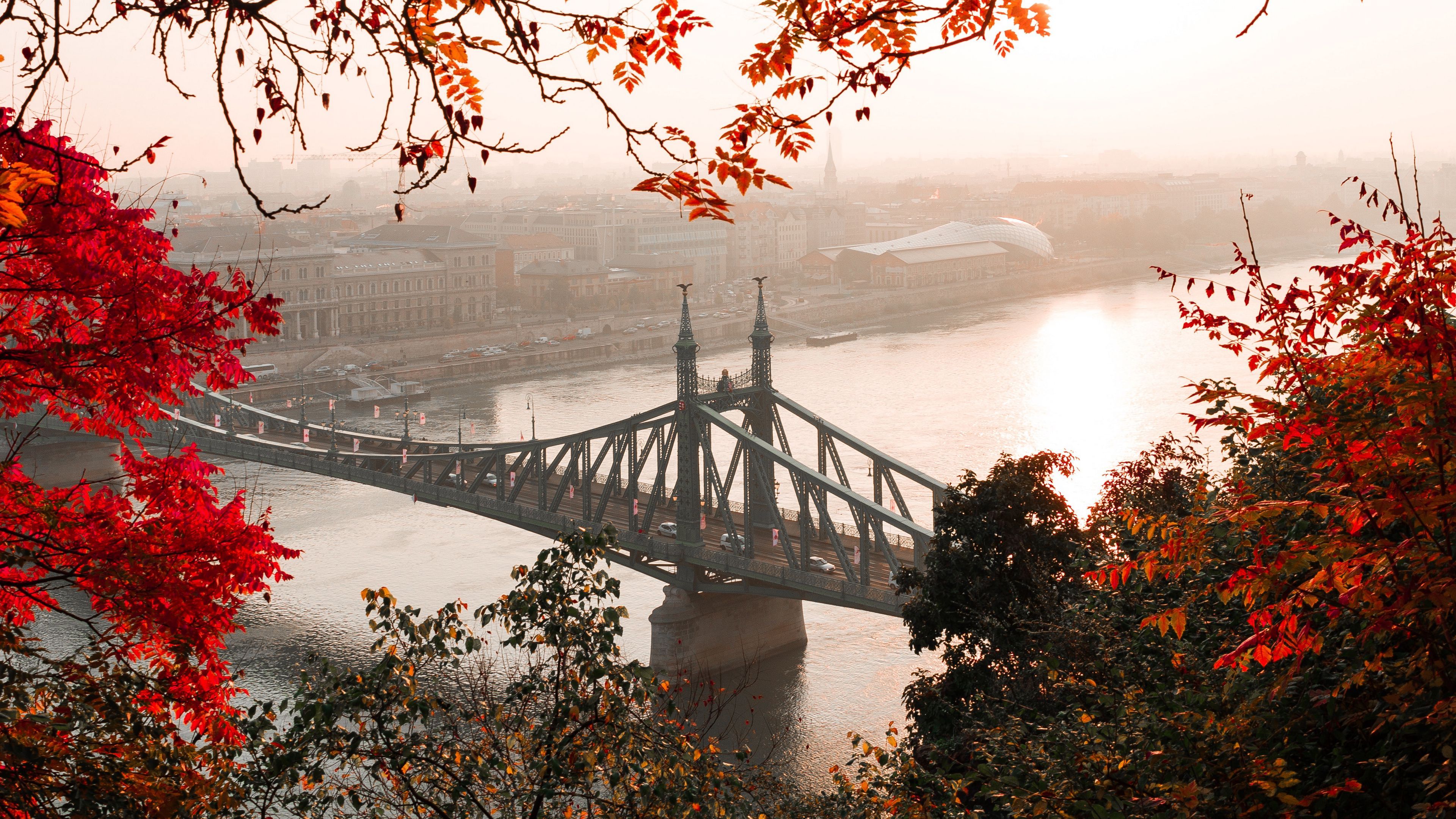 3840x2160 Download wallpaper 3840x2160 bridge, autumn, city, citadella, budapest, hungary 4k uhd 16:9 HD background