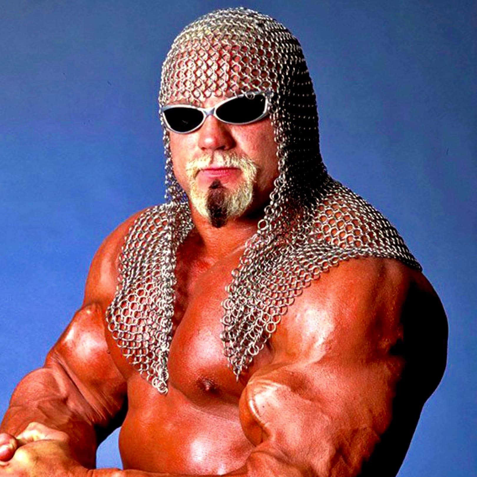 1620x1620 Download Scott Steiner Posing With Chainmail Headpiece Wallpaper