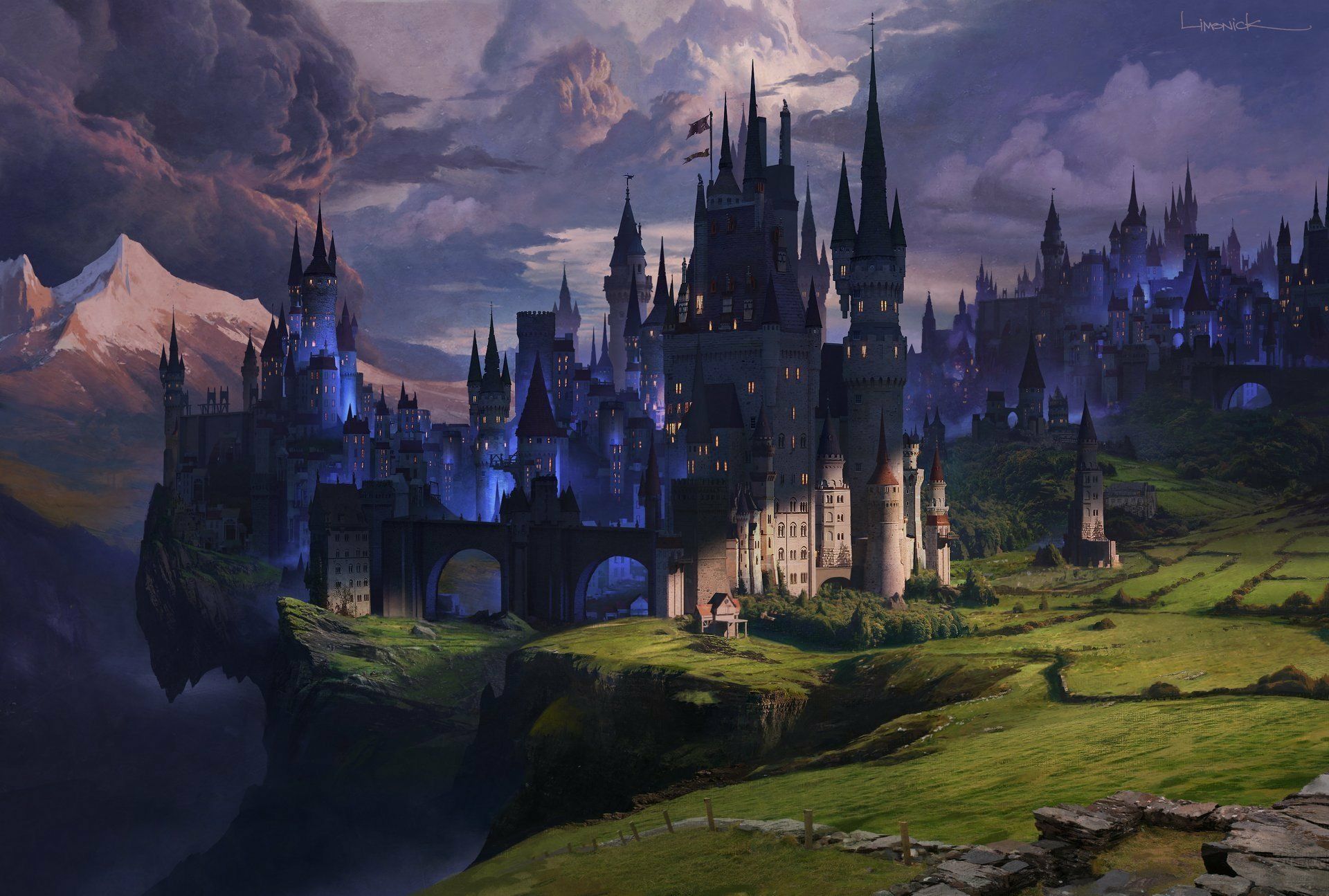 1920x1295 Enchanted Castle: A Stunning Fantasy HD Wallpaper