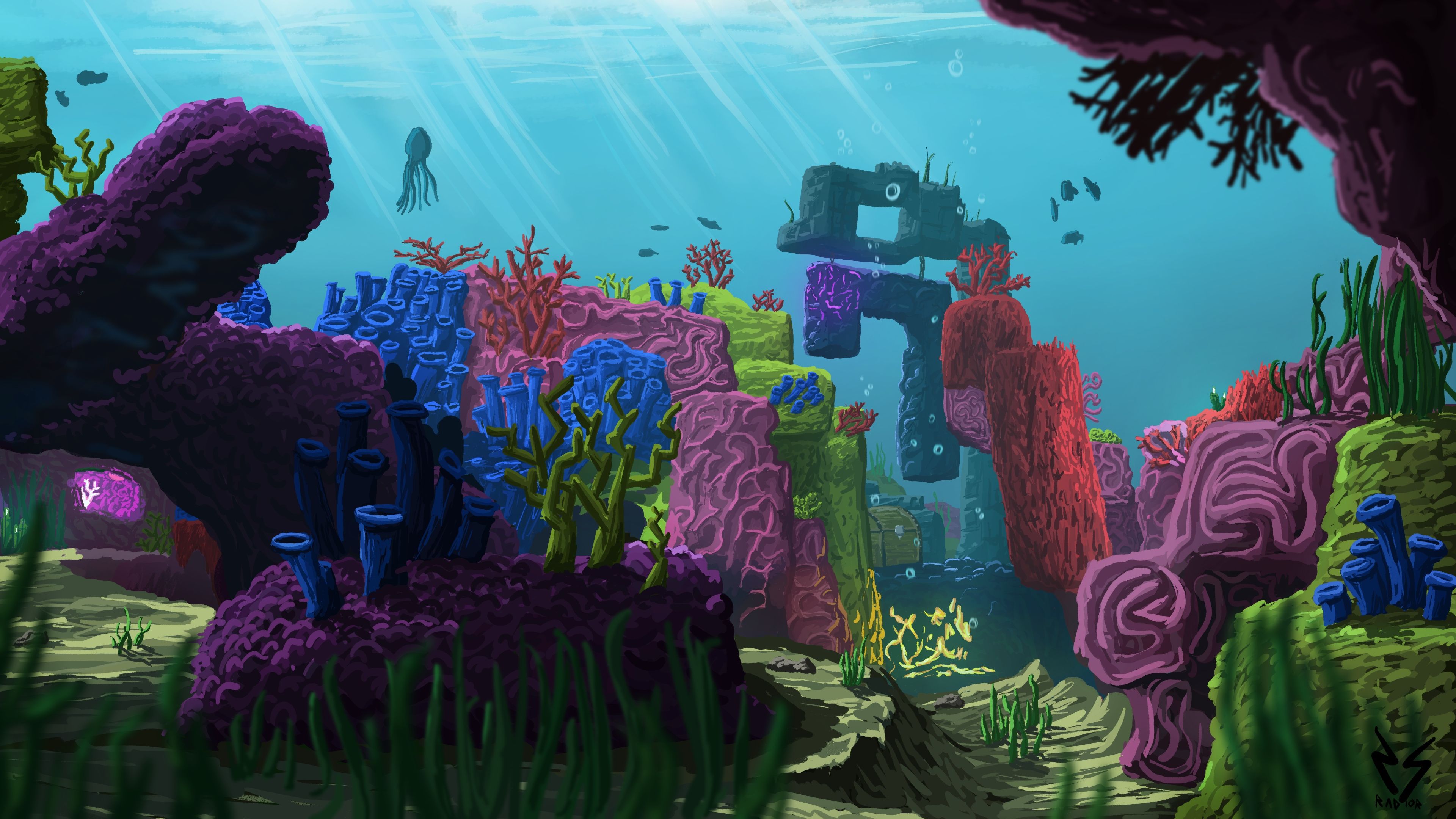 3840x2160 I drew myself another 4k Wallpaper inspired by my Minecraft world, this time
