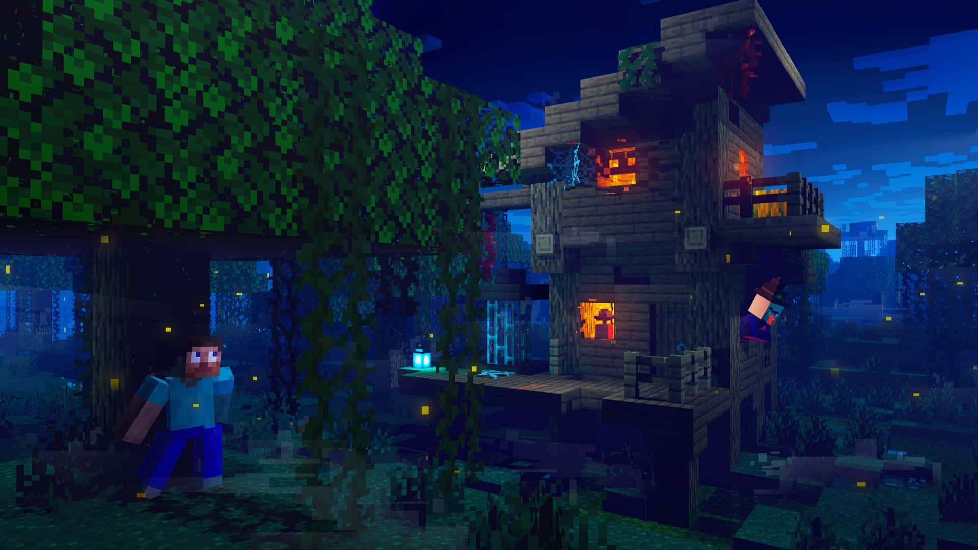 1920x1080 Download A Spooky Minecraft Witch in her Haunted Habitat Wallpaper