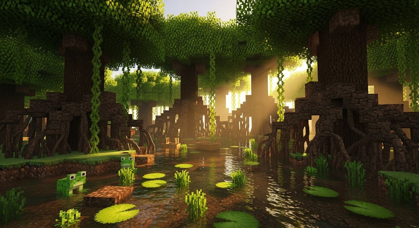 1408x768 Minecraft Mangrove Swamp Biome: Muddy Shores, Mobs, and Survival Tips