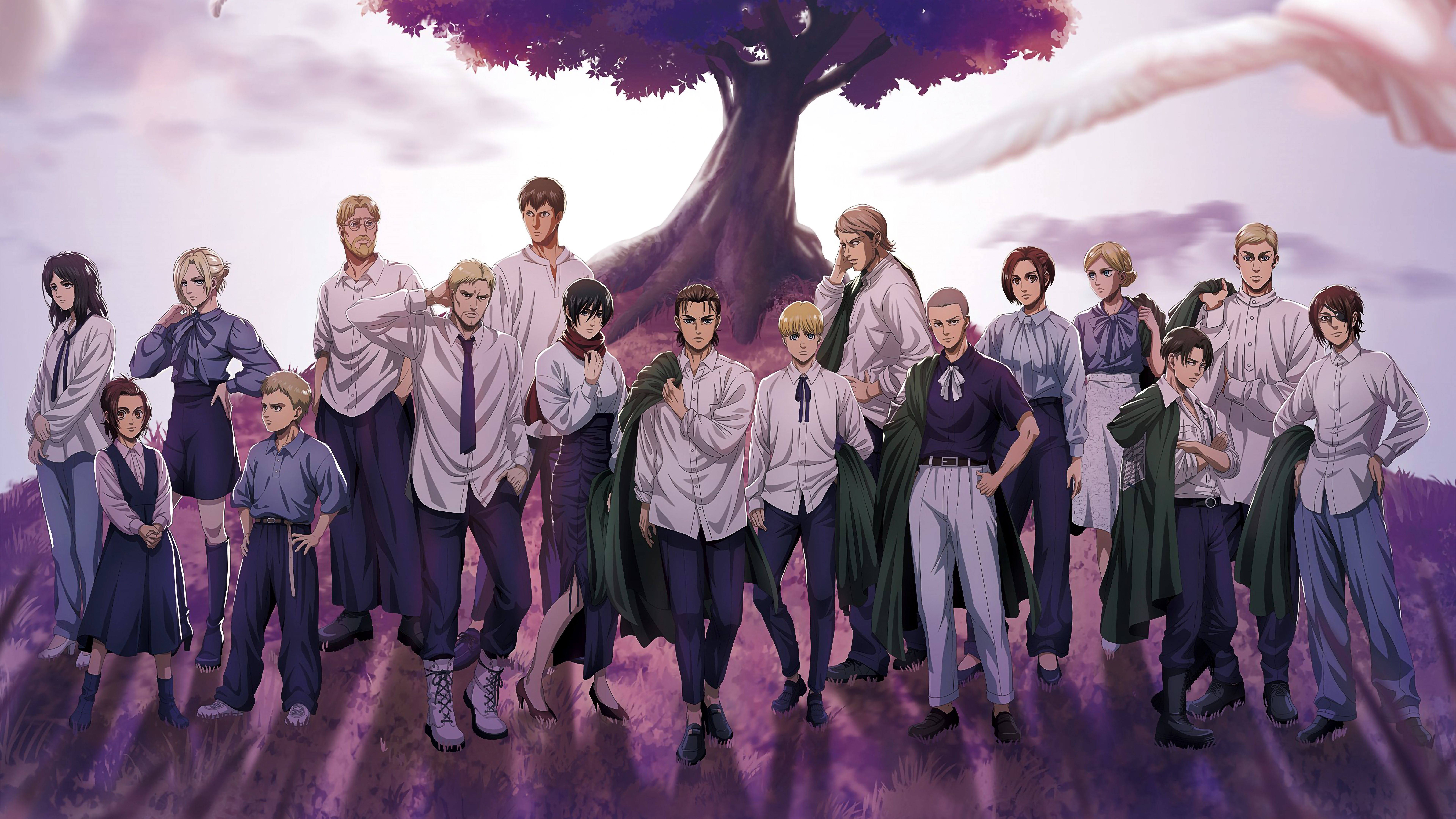 7680x4320 Attack on Titan Wallpaper 4K, Purple aesthetic