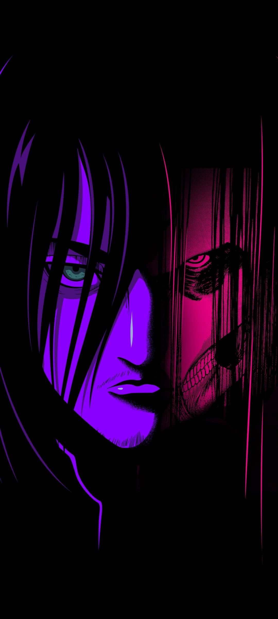 1080x2400 Eren Yeager Wallpaper 4K, Neon art, Aesthetic anime