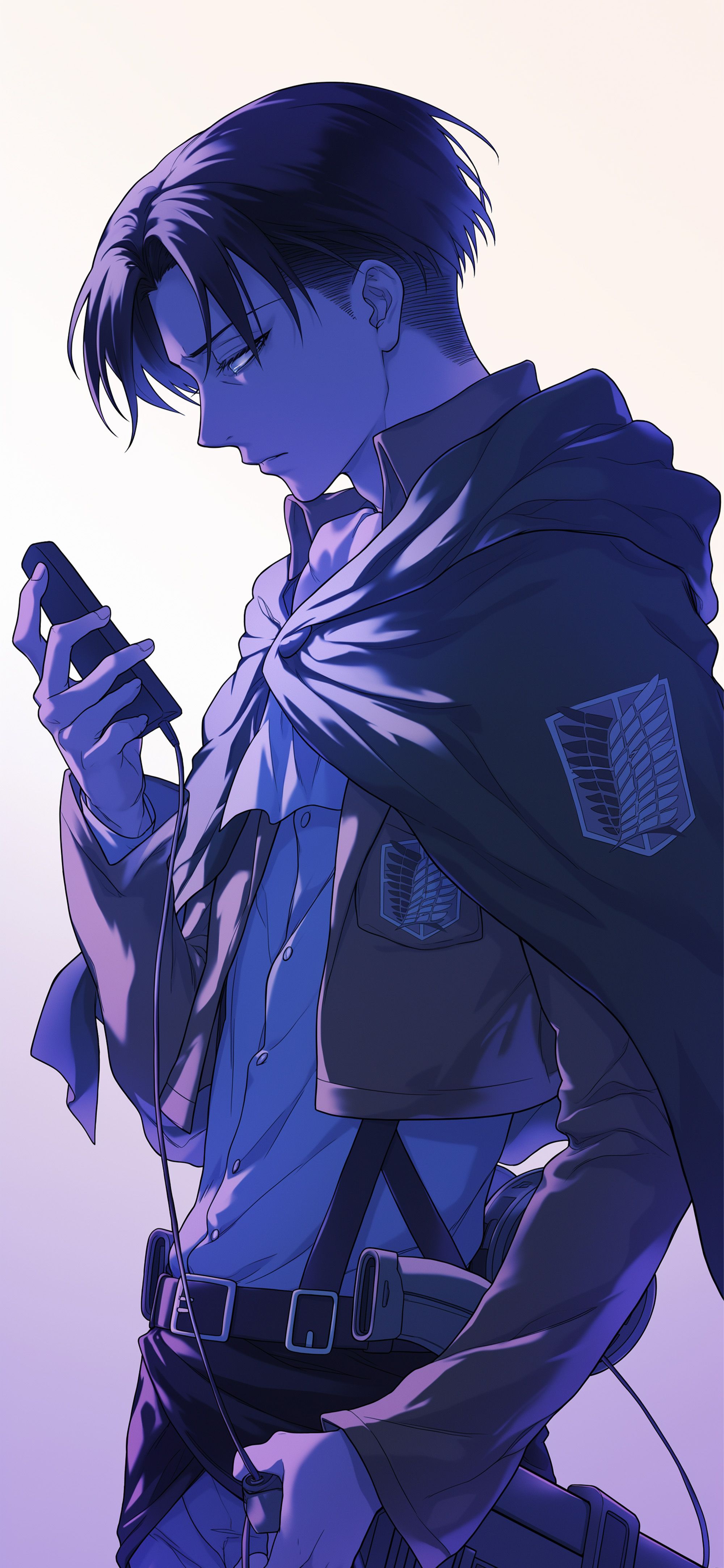 2000x4329 AOT Levi Ackerman With Phone Wallpaper Wallpaper HD