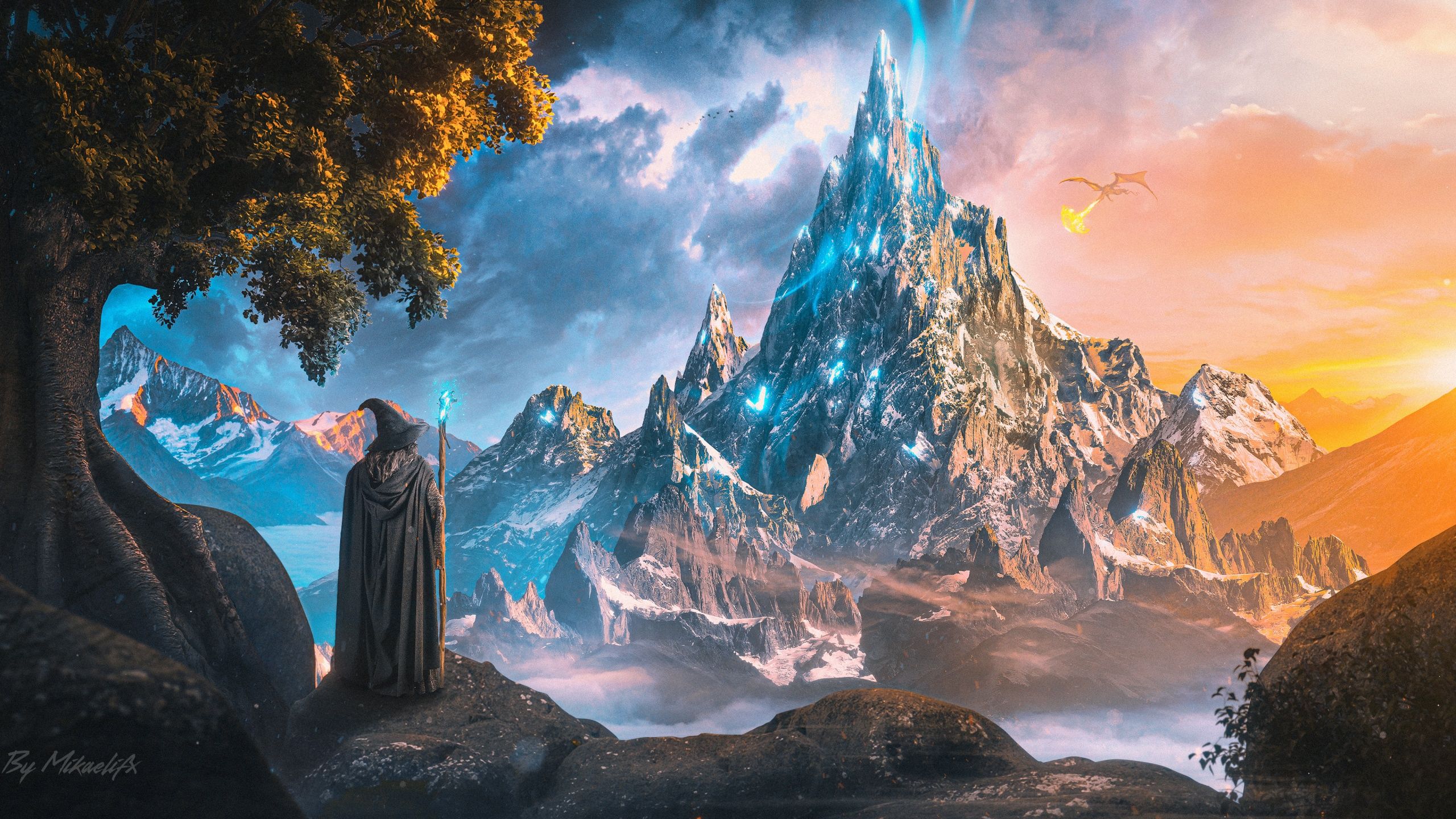 2560x1440 Mountain Wallpaper 4K, Fantasy artwork, Ultrawide