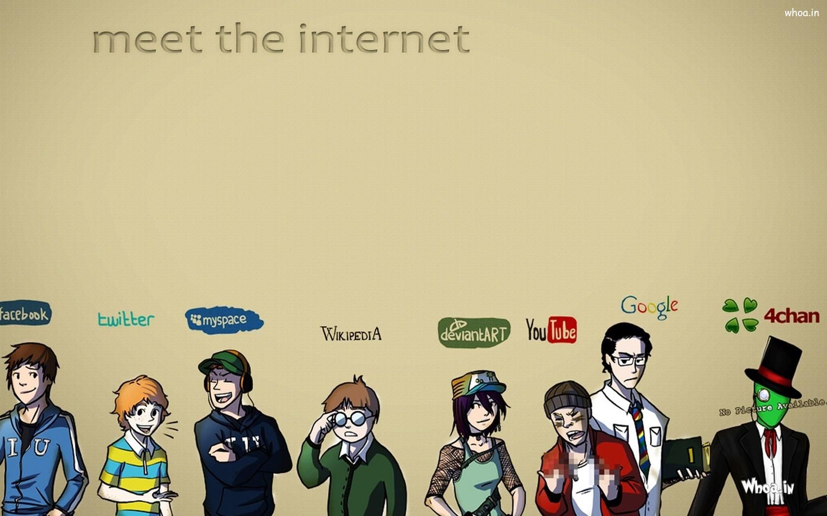 1680x1050 Funny Meet The Internet Like Facebook, Google HD Cartoon Fun Wallpaper