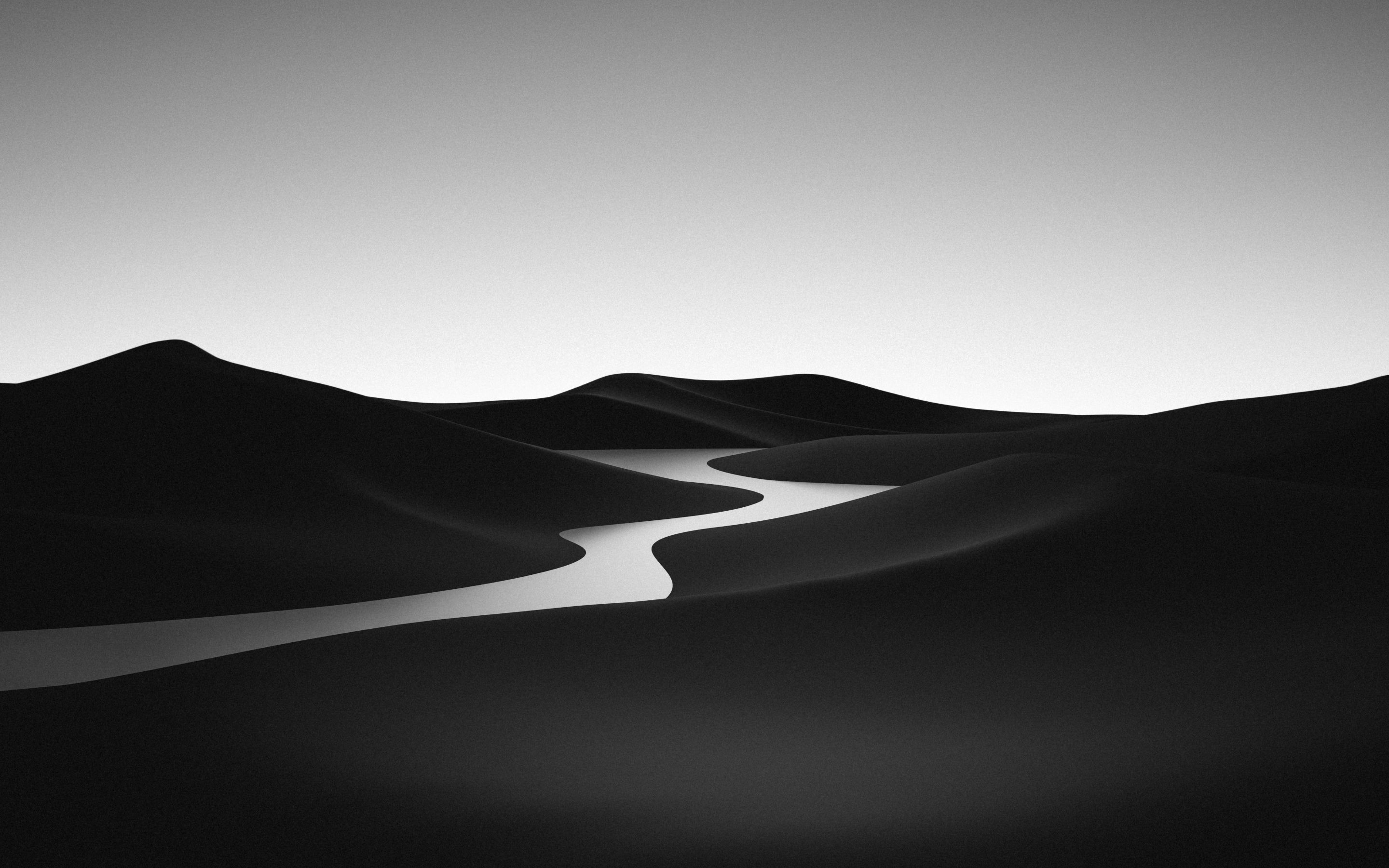 2880x1800 Black and White Wallpaper 4K, Landscape, Desert, River