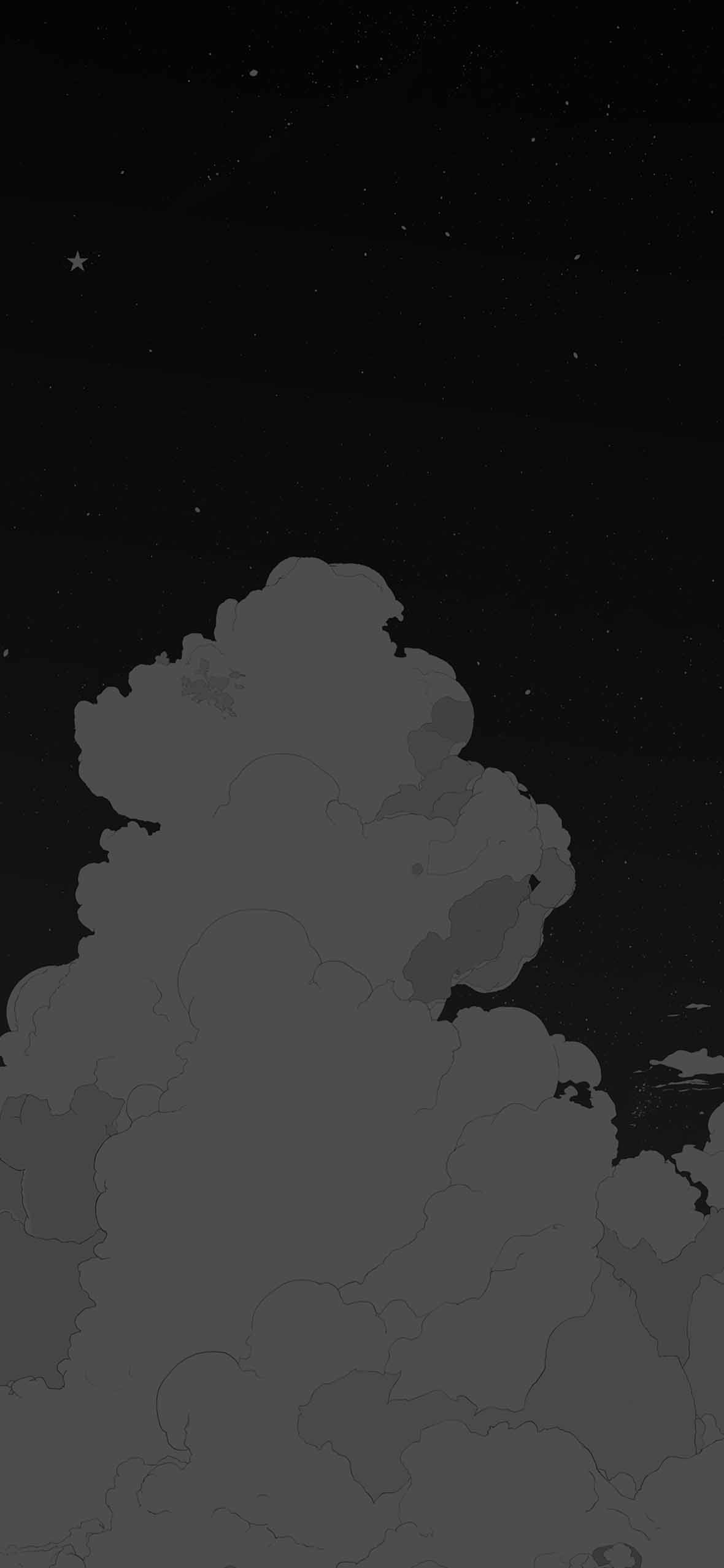 1180x2554 Minimal Black Sky & Clouds Aesthetic Wallpaper