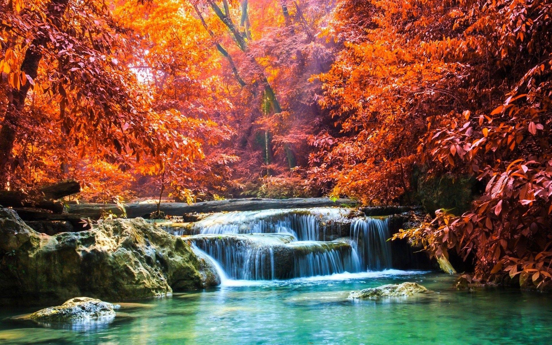 1920x1200 Waterfall, Tropical, Sun, Rays, Mobile Wallpaper, Landscape