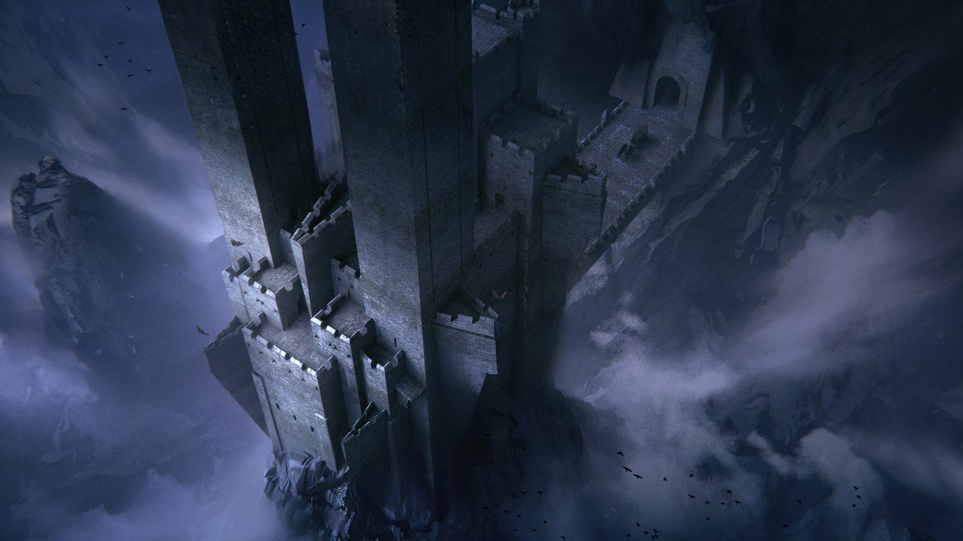 1920x1080 Medieval Fantasy Castle HD: Dark Fortress at Twilight