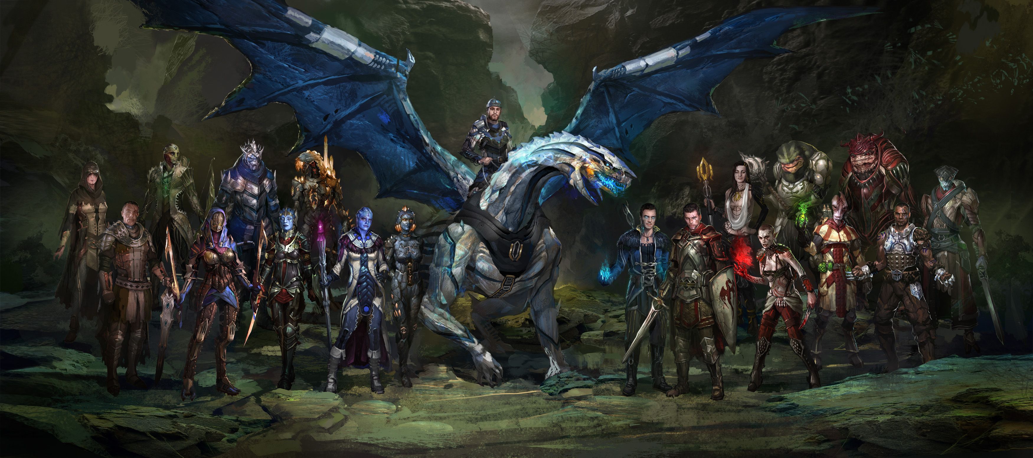 3500x1552 Awesome Medieval Fantasy Mass Effect Wallpaper