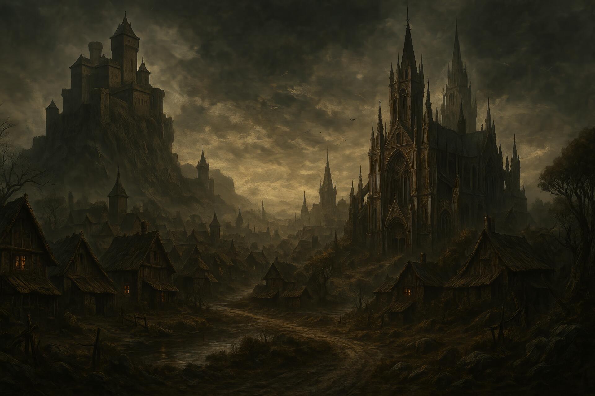 1920x1280 Dark Fantasy Gothic Village HD Wallpaper