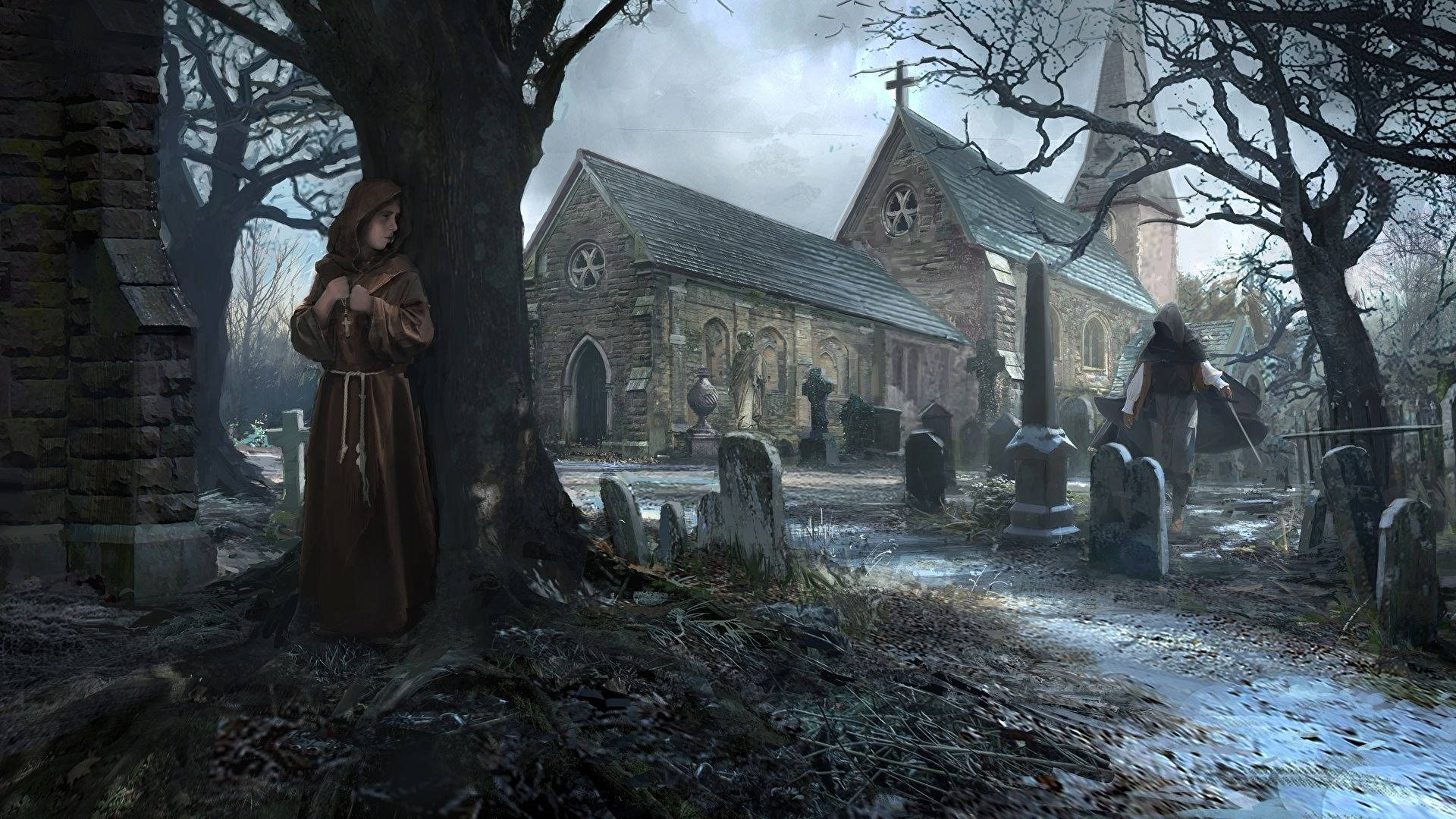 1920x1080 Download Dark Ages Chapel And Cemetery Wallpaper