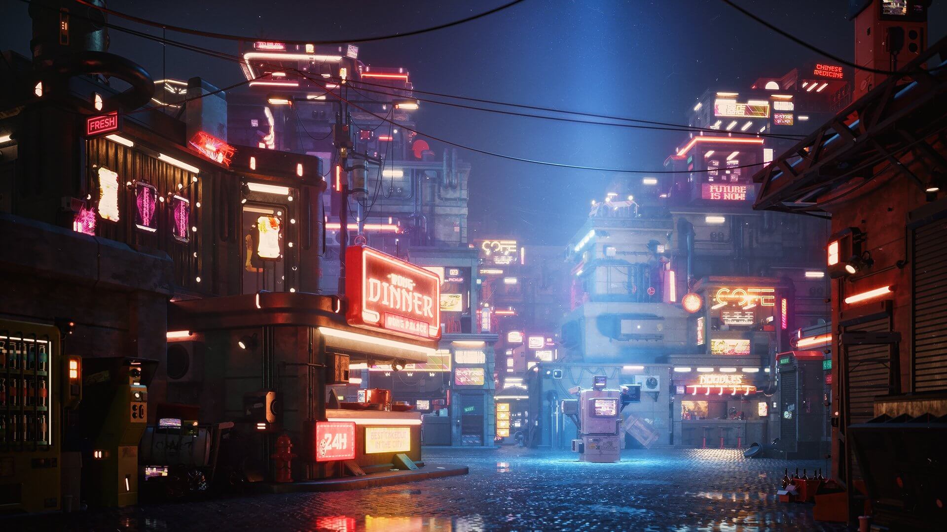 1920x1080 Lighting Up Cyber Streets