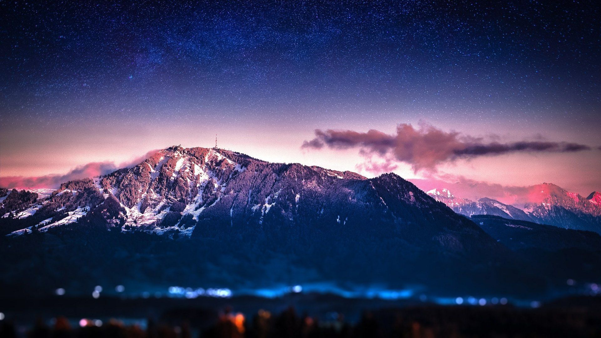 1920x1080 2K Quad HD: Twilight Mountain Peaks