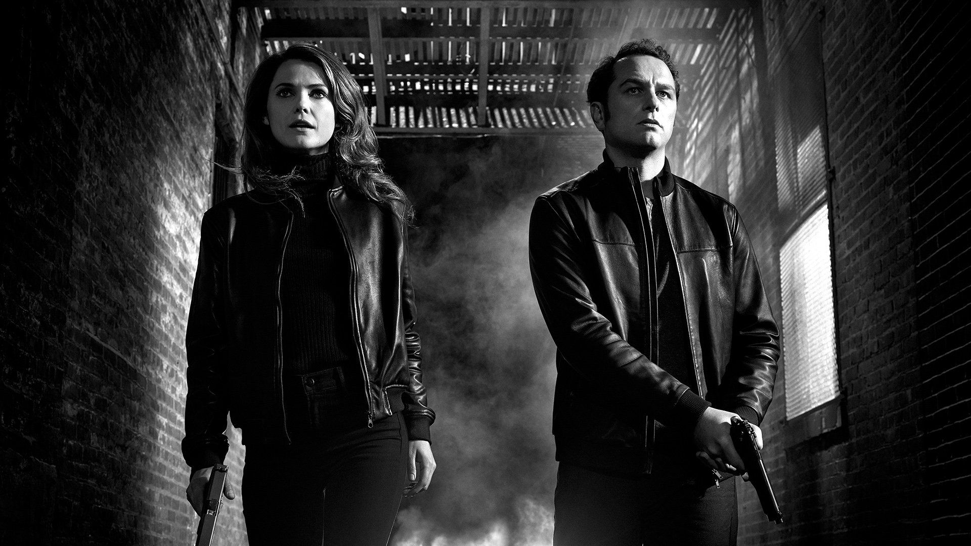 1920x1080 Download Matthew Rhys Keri Russell Black & White The Americans TV Show HD Wallpaperx1080