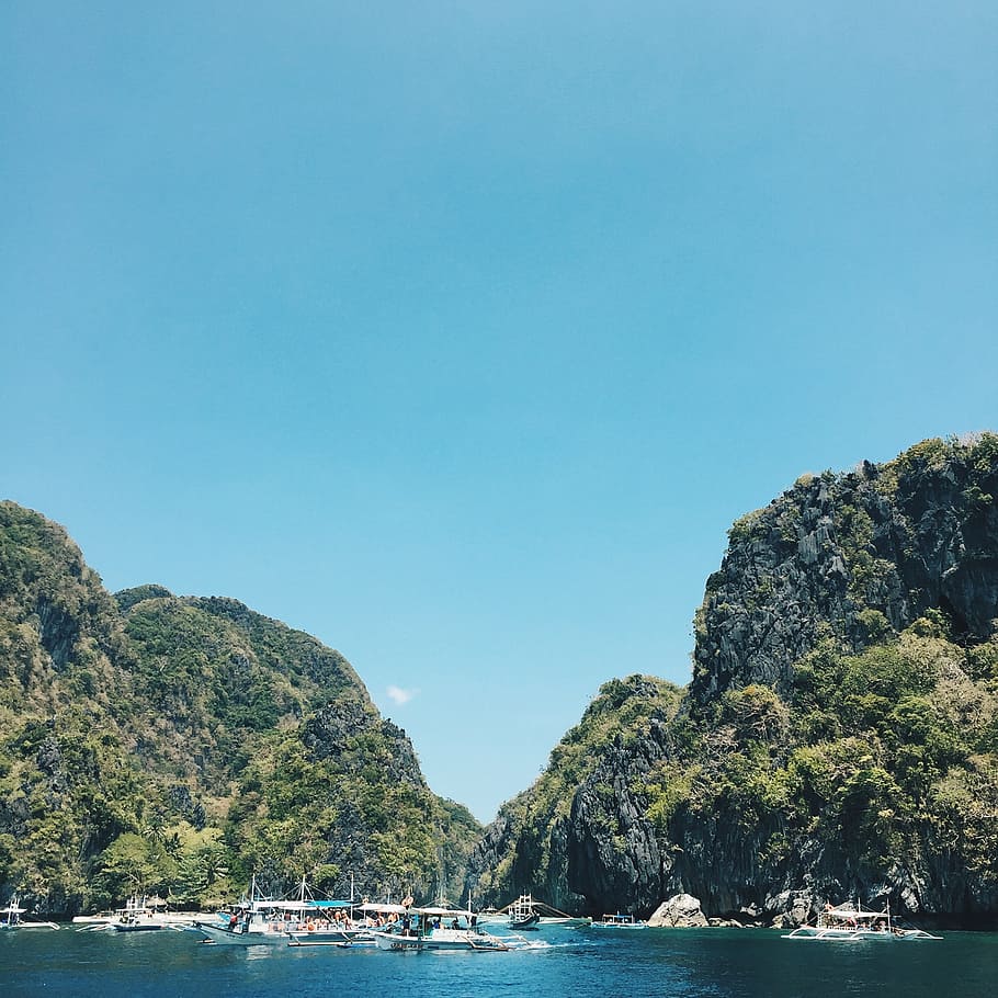 910x910 HD wallpaper: Photo of Boat Near Trees, asia, bay, el nido, island