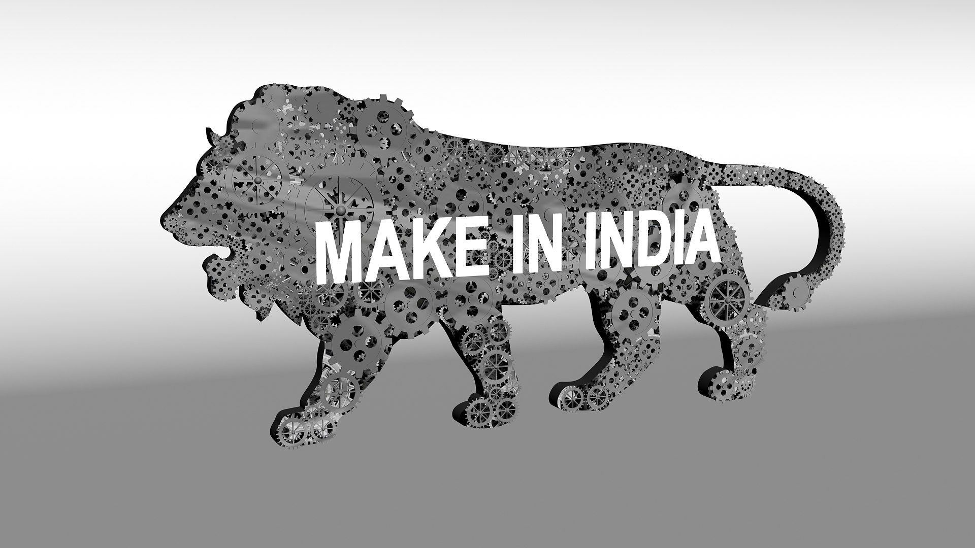 1920x1080 3D Make In India Lion Model