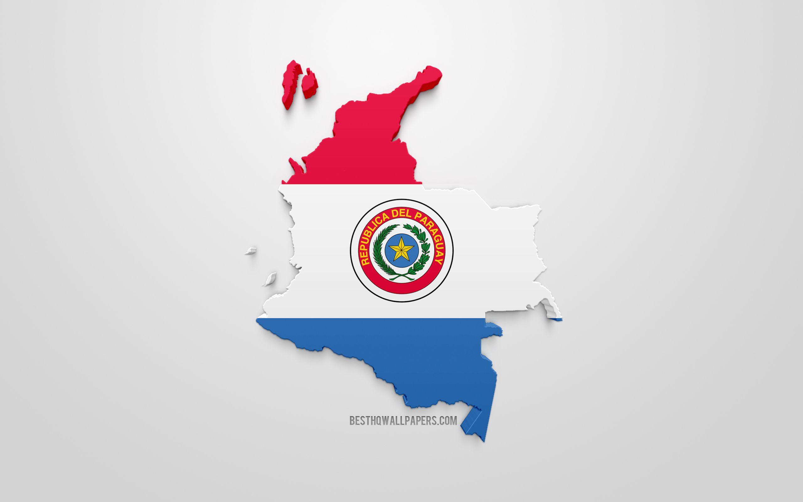 2560x1600 Download wallpaper 3D flag of Paraguay, map silhouette