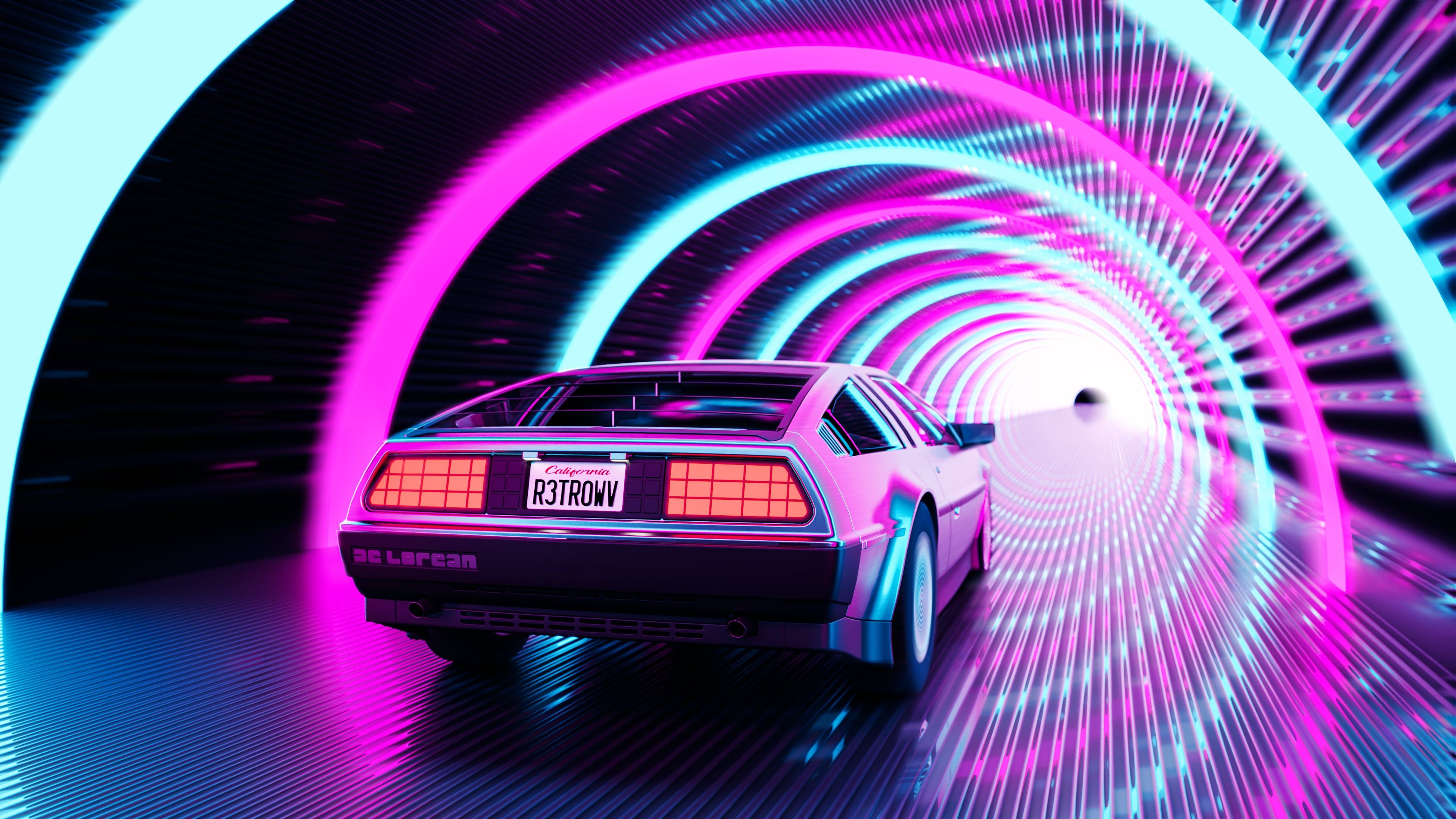 3840x2160 Made a DeLorean wallpaper for my laptop