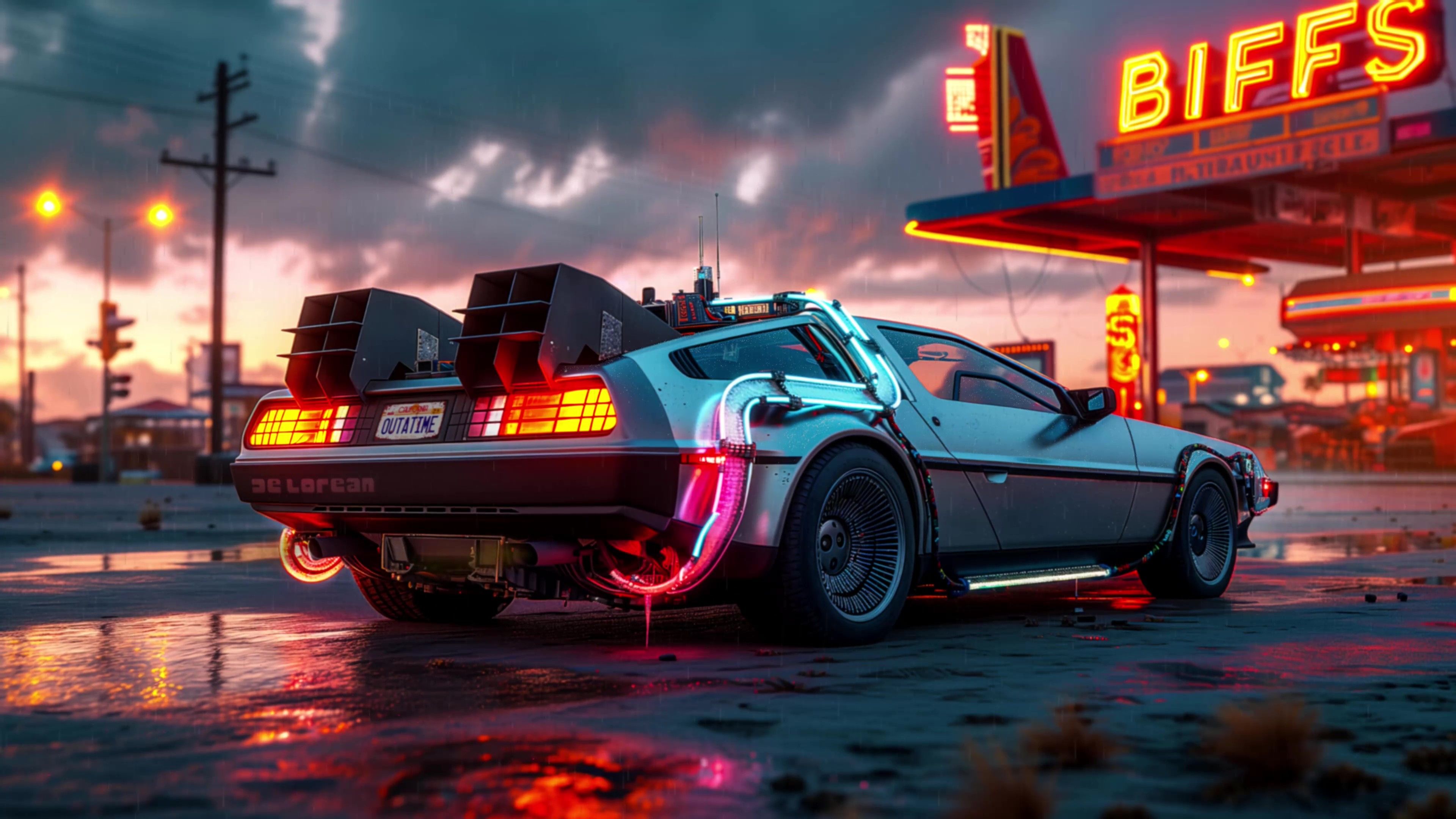 3840x2160 DeLorean (Back to the Future) live wallpaper