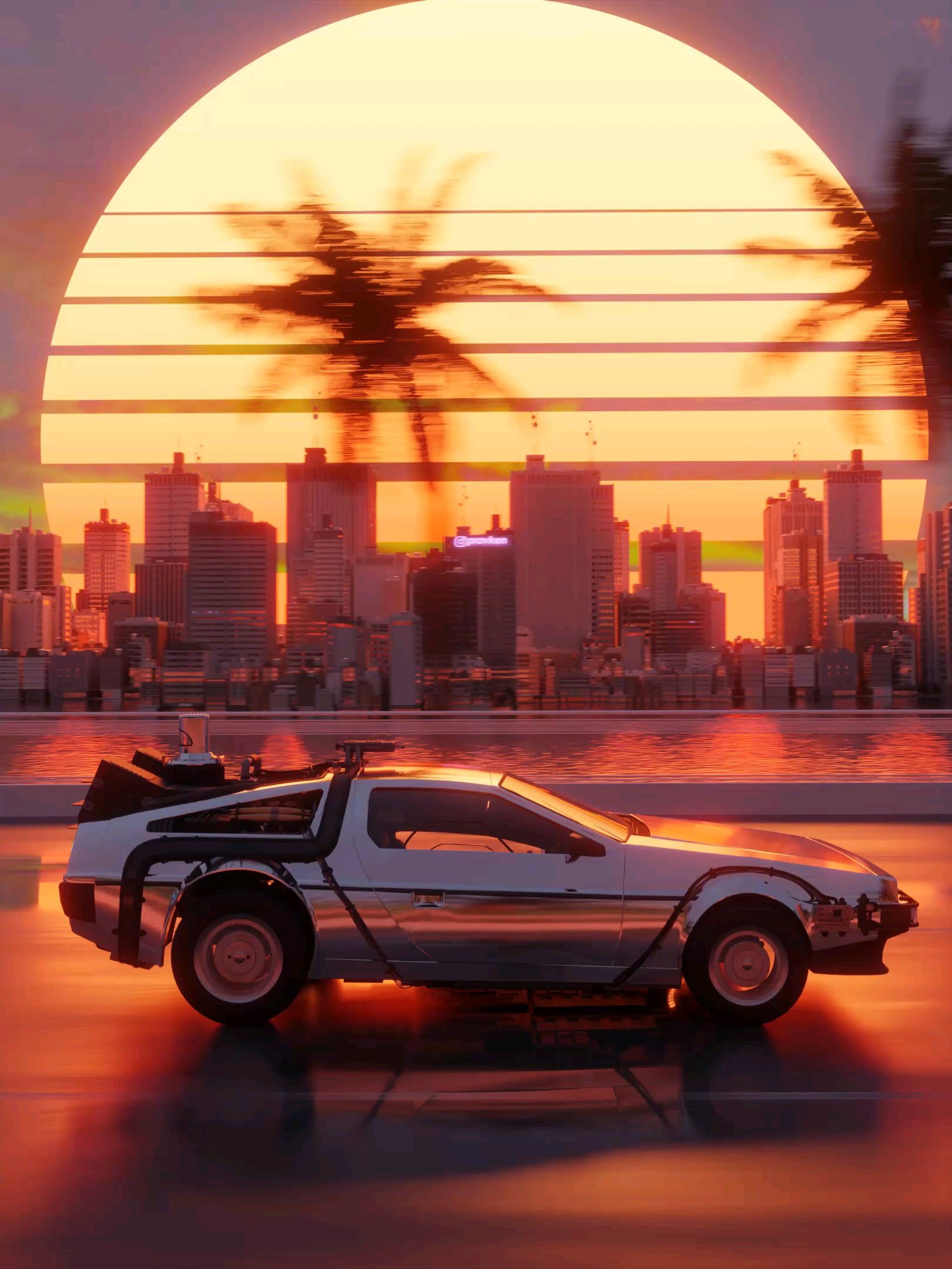 1620x2160 DMC DeLorean aesthetics. Made by me in Blender