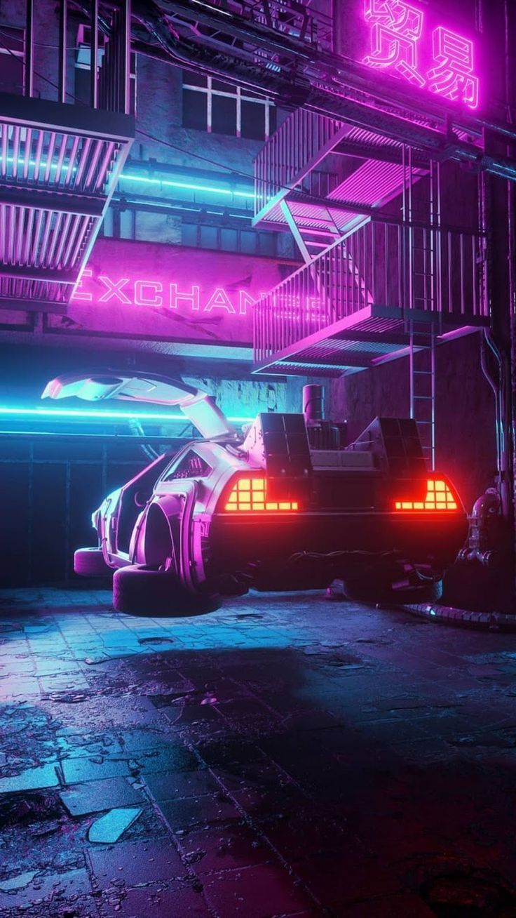 736x1308 Dmc Delorean, Cars, Delorean Time Machine, Painting, Art Full HD iPhone Wallpaper