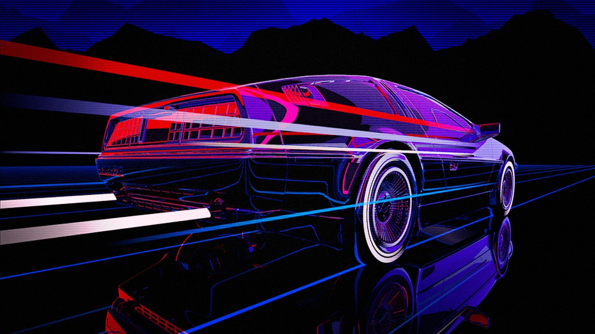 1920x1080 Wallpaper machine, auto, music, DeLorean DMC- 80s, DeLorean, DMC- Neon for mobile and desktop, section рендеринг, resolution 1920x1080