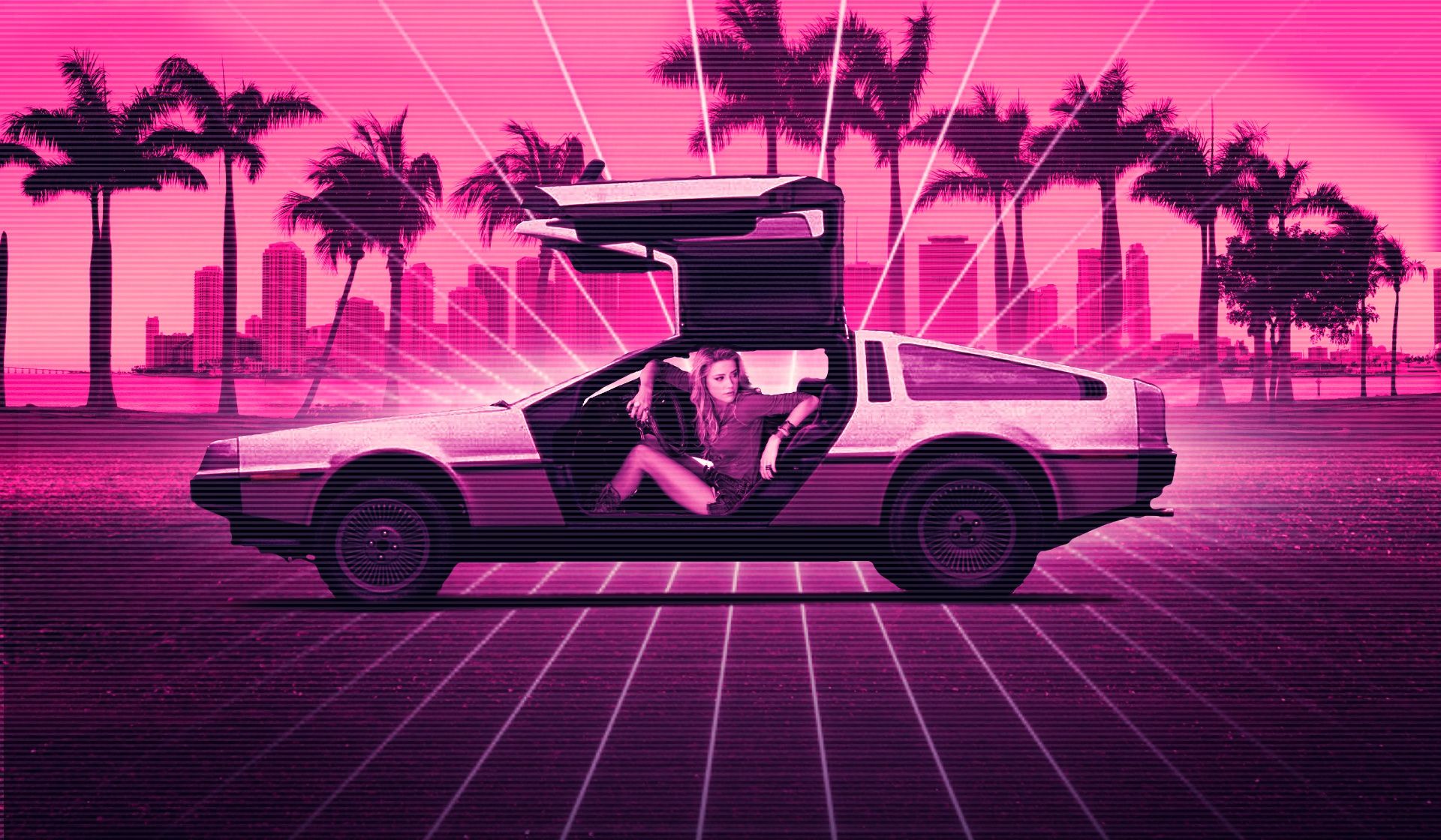 1920x1120 Wallpaper girl, music, background, neon, DeLorean DMC- DeLorean, DMC- DMC for mobile and desktop, section рендеринг, resolution 1920x1120