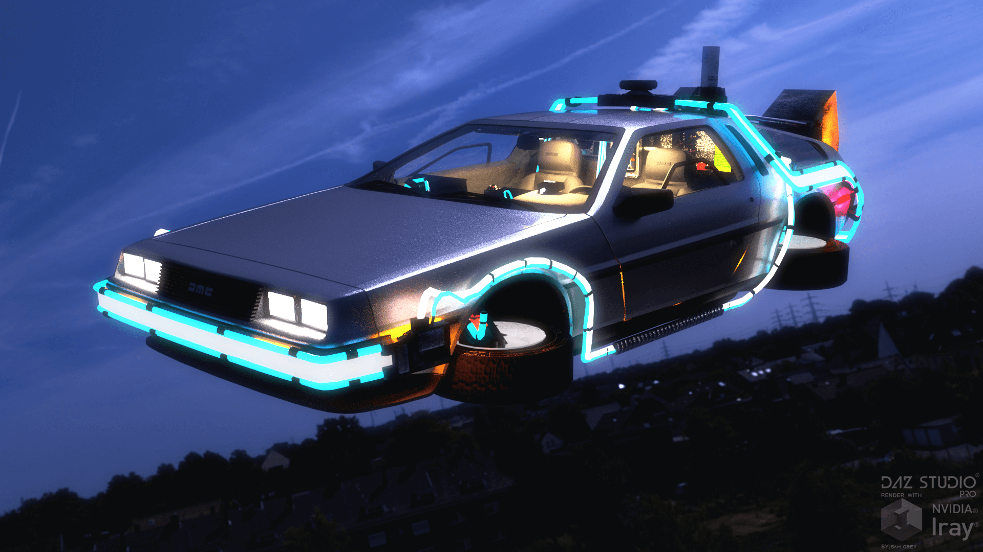 1920x1080 DeLorean DMC 1982 3D Render, Digital Art