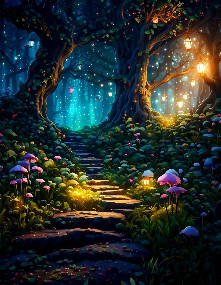 896x1152 Fantasy Forest Landscape in Hyperrealism