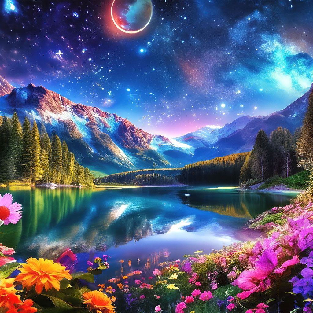 1024x1024 Wallpaper, landscape, HDR photography, epic, fabulous, cosmos, hyperrealism, microdetalization, surreal, drawing