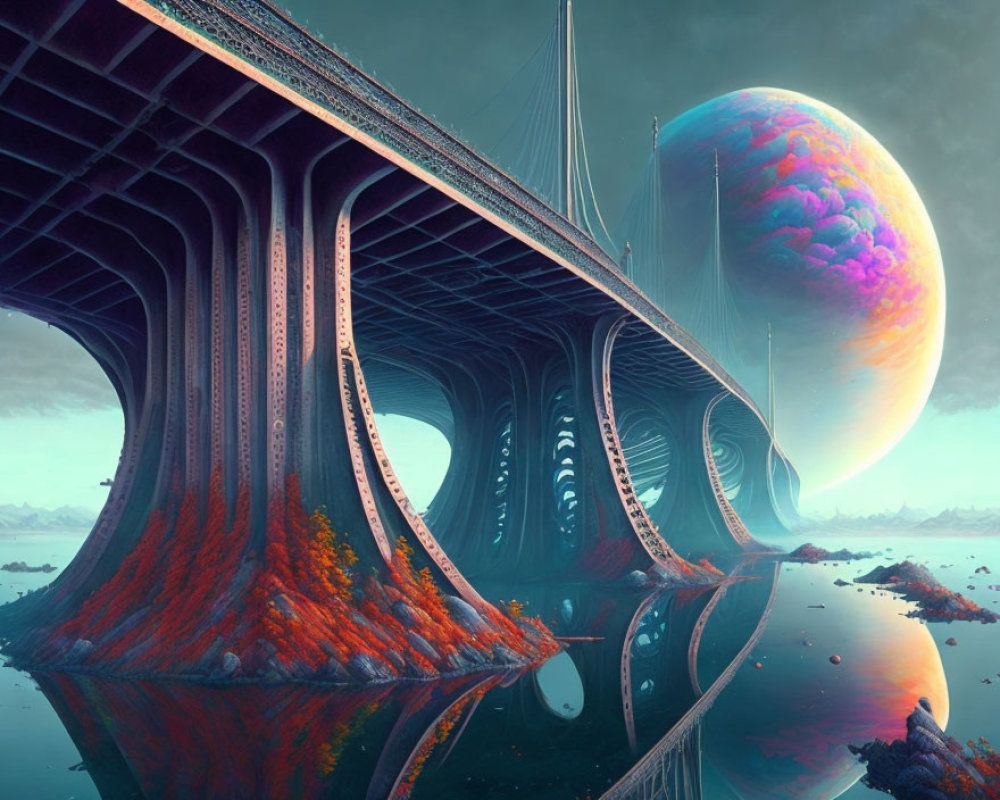 1000x800 image of bridge, 8k resolution, concept art, hyper detailed, painting, hyperrealism, beautiful, colorful complex, detailed, intricate, myst. Deep Dream Generator