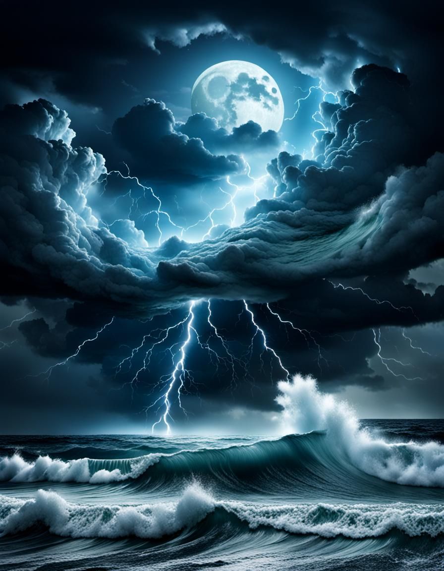 896x1152 Thunderstorm Thunderstorm Over the Sea in Hyperre