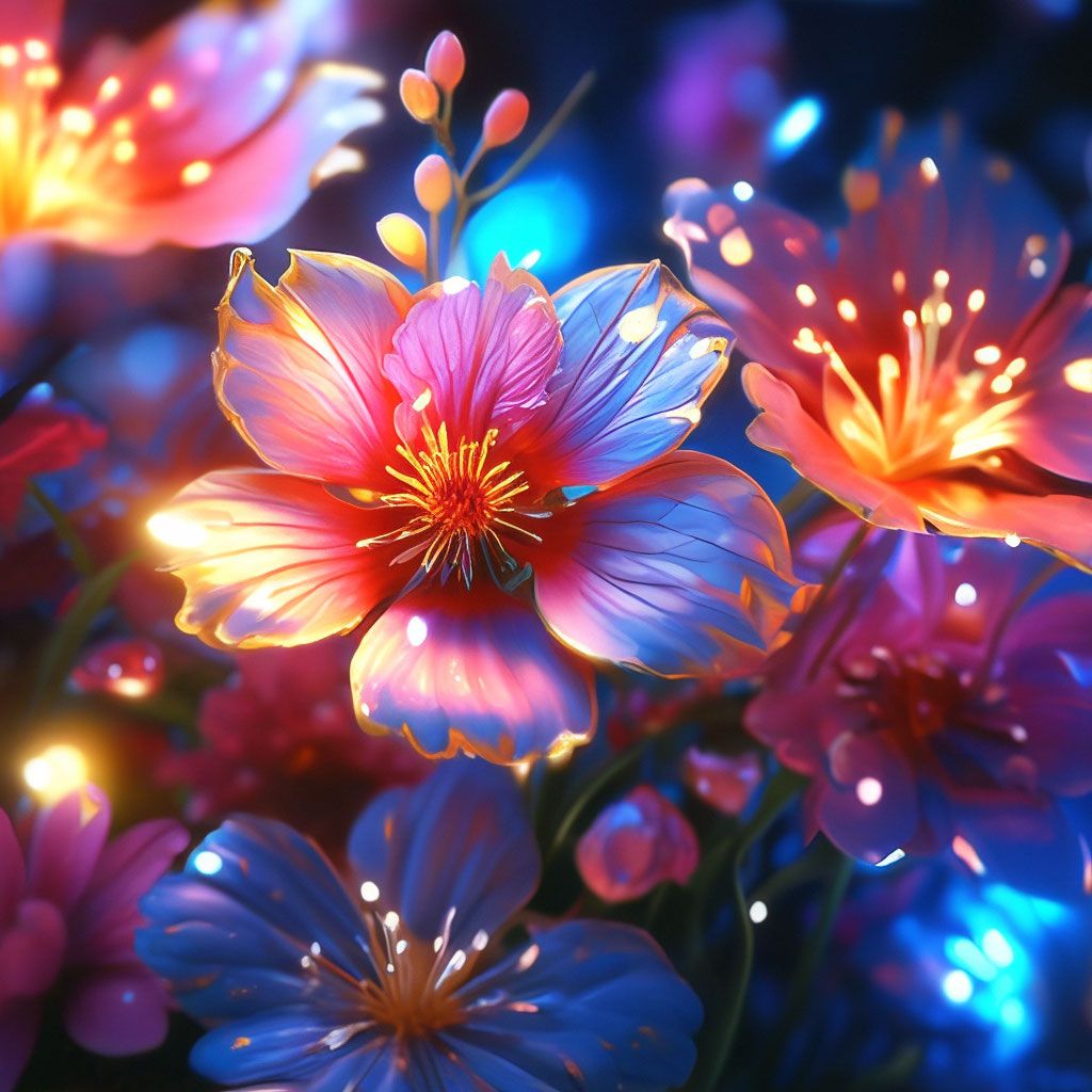 1024x1024 Beautiful flowers color , +connected, hyperrealism, art botanical, filigree