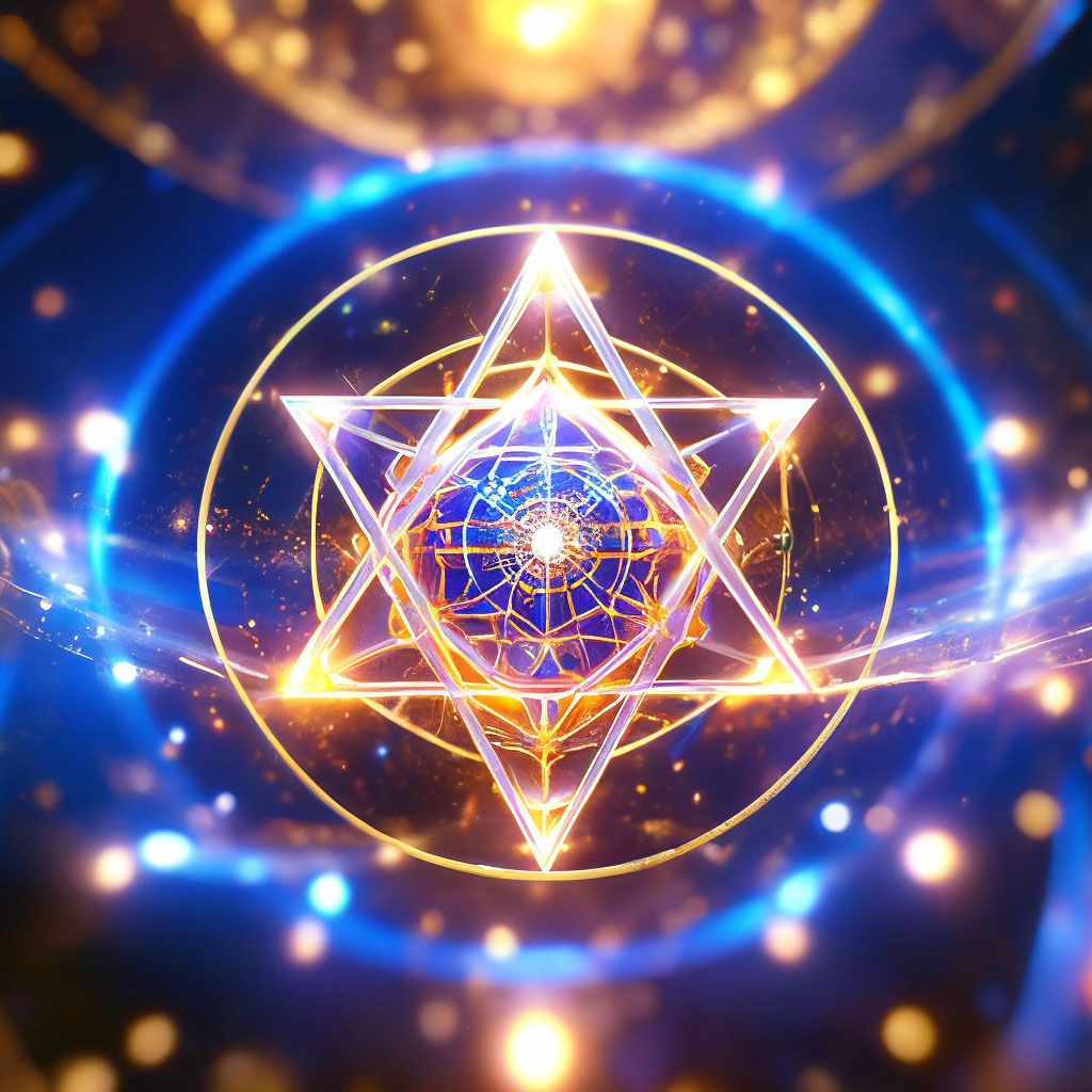 1024x1024 Merkaba mysticism of space; space, high image quality; hyperrealism, HD wallpaper, CGI, HDR+, shaders, 8K, ultra