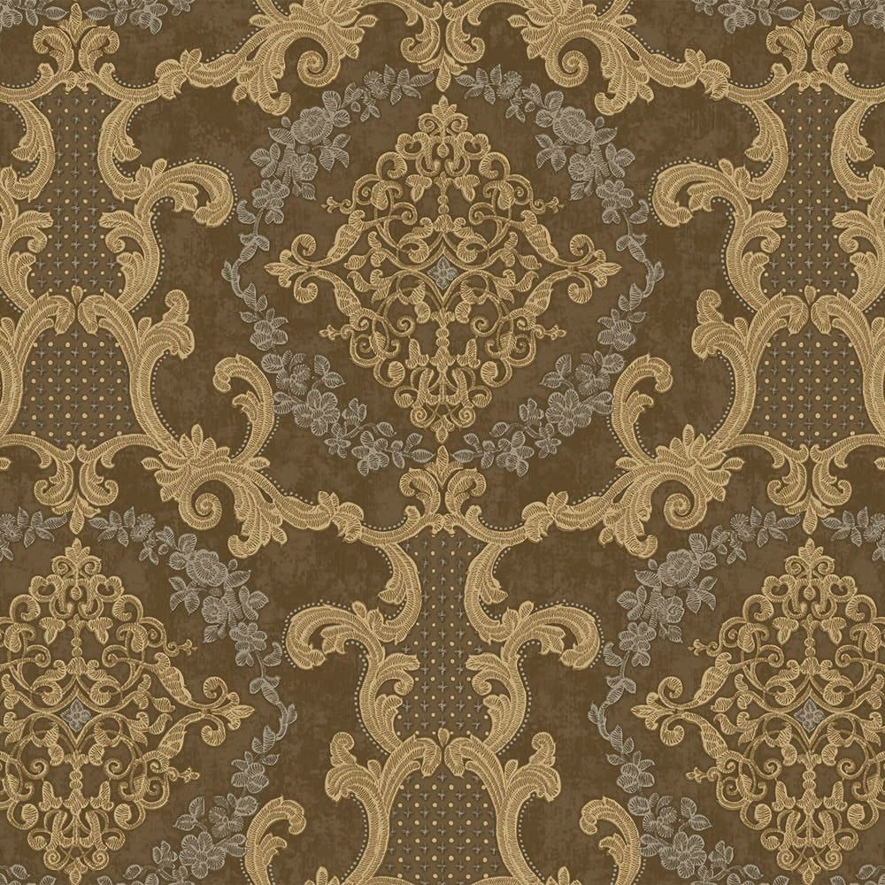 1000x1000 Adawall Wallpaper Store in Houston Elegant Brown Damask Deep Embossed Wallpaper, 3D Textured Dark Wallcovering, Traditional, Extra Large 114 sq ft Roll, Washable, Luxury