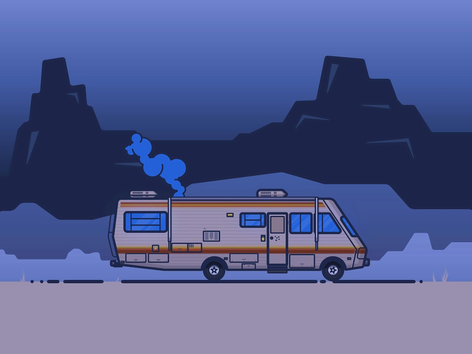 1600x1200 Breaking Bad RV: Minimalist Art 4K Wallpaper. Best 4K Wallpaper for Computers
