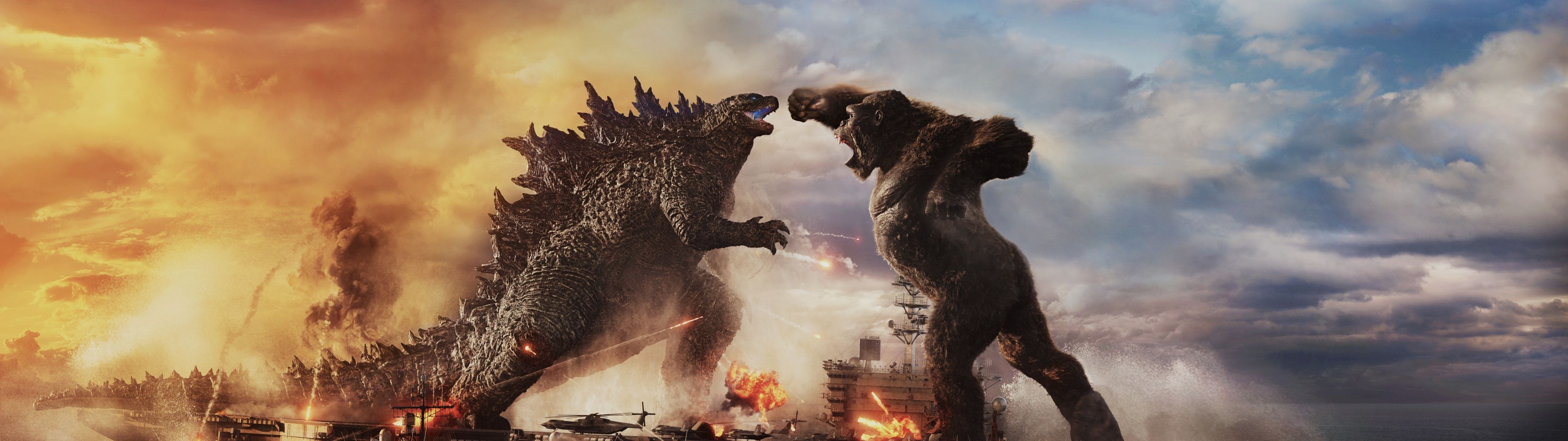 3840x1080 Godzilla vs Kong Wallpaper 4K, Ultrawide, 8K, Boss Fight