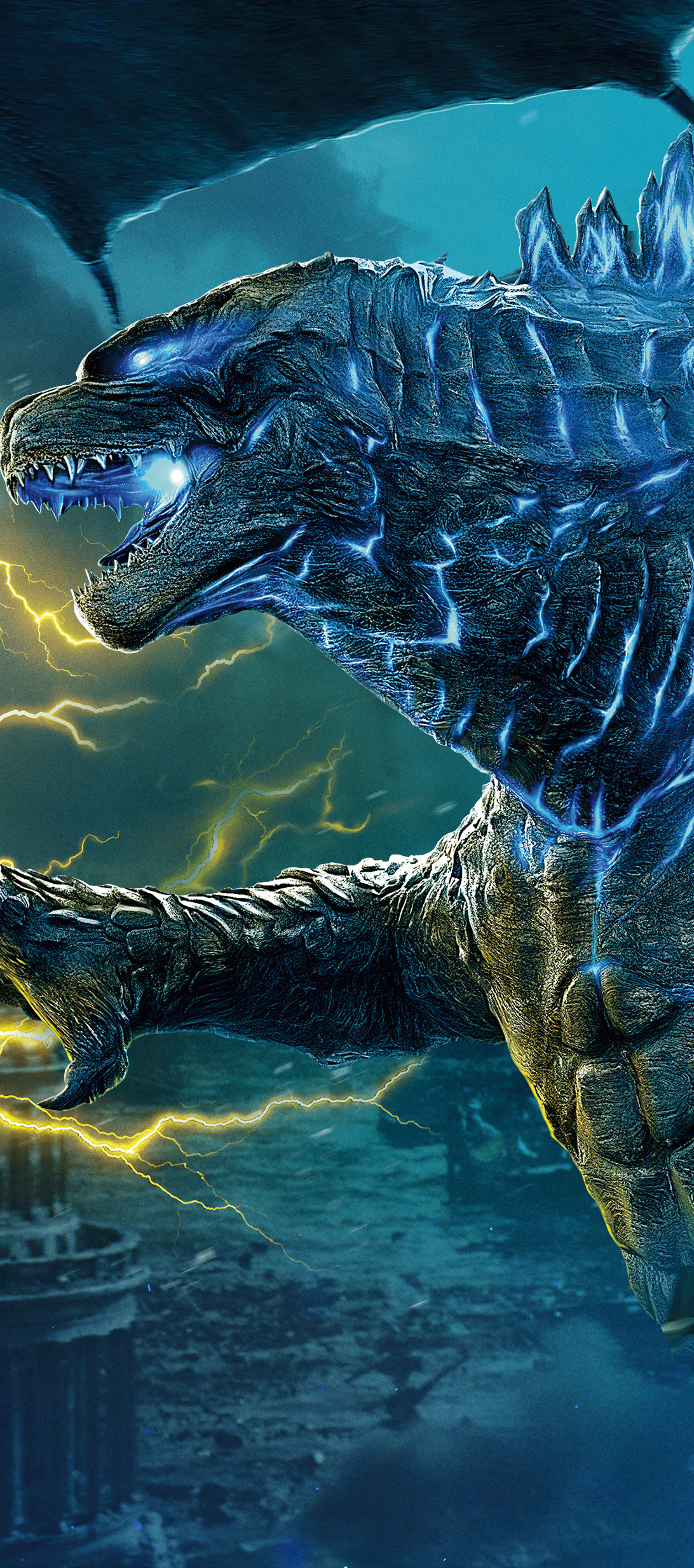 1092x2466 V60 Dual Screen wallpaper vs King Ghidorah